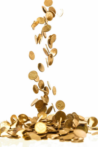 gold coins falling